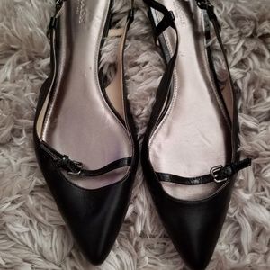 Coach Black Pointy Toe Slingback Flats Sz10